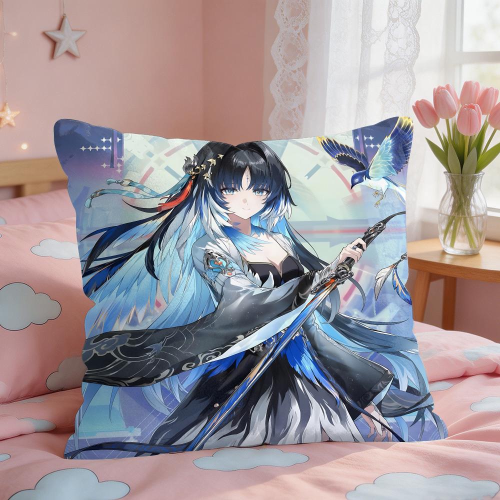 Wuthering Waves Yangyang Cushion Cover Square Short Plush Pillow Case Living Room Sofa Home Decor Funda X