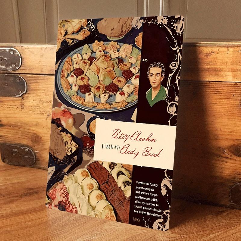 

1 piece of retro food illustration tin wall hanging plaque, European style restaurant and kitchen wall decoration, creative home (as the picture,20x30cm)