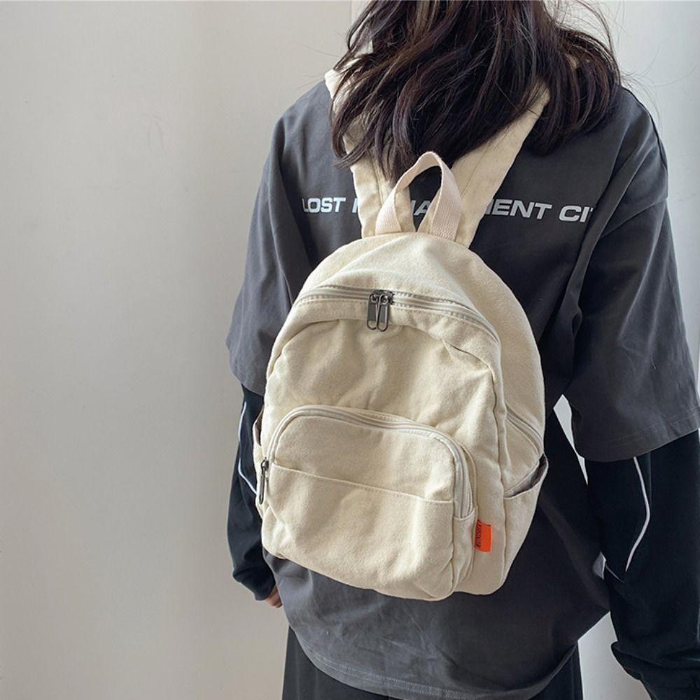 Retro Schoolbag Simple Shoulder Bag Leisure Fashion Canvas Leisure Backpack  Student