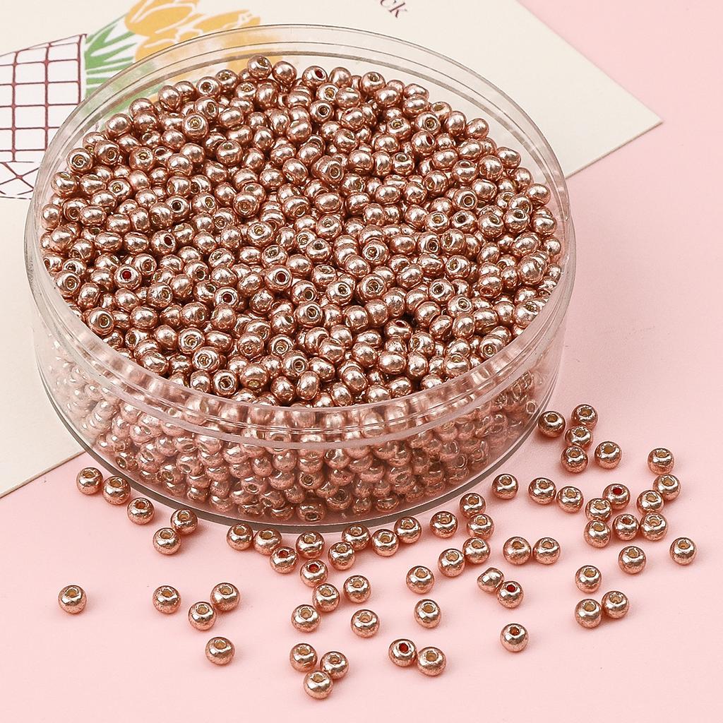 Glas Reisperlen Metall Mineralfarbe Perlen Handgemacht DIY Perlenkette Armband Zubehör Materialien Perlen zur Schmuckherstellung
