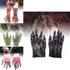 Realistic Bloody Zombie Gloves Halloween Cosplay Scary Party Props Yellow Latex