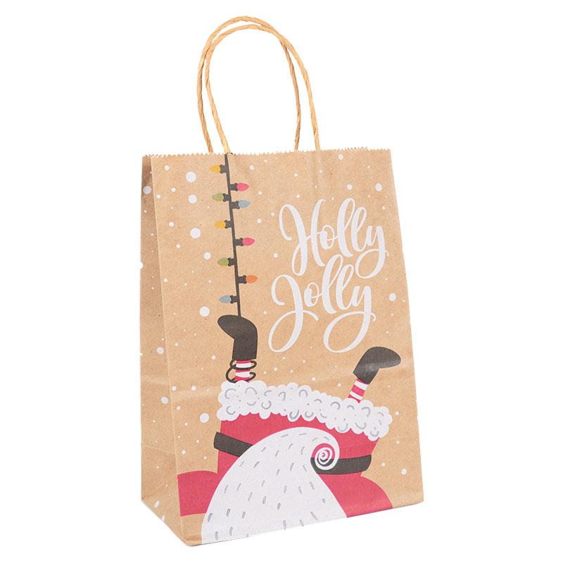 5pcs Kraft Paper Gift Bags Merry Christmas Candy Cookie Packaging Bag Boxes Natal Kids Favors 2025 New Year Party Decoration