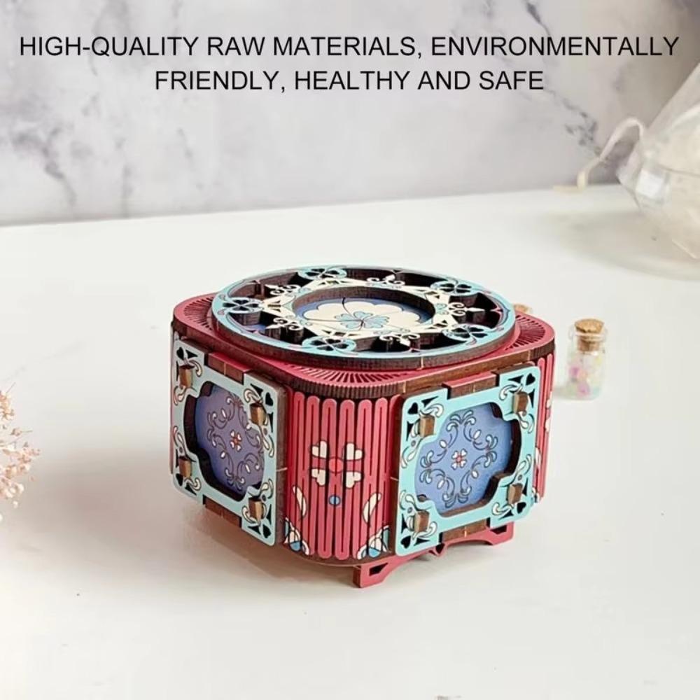 Modellkészlet Zenedoboz Fa Rejtvények Kézzel Összeszerelhető Gyűrűs Doboz Gyerek Játék 3D Rejtvény Zenedoboz Tinédzser