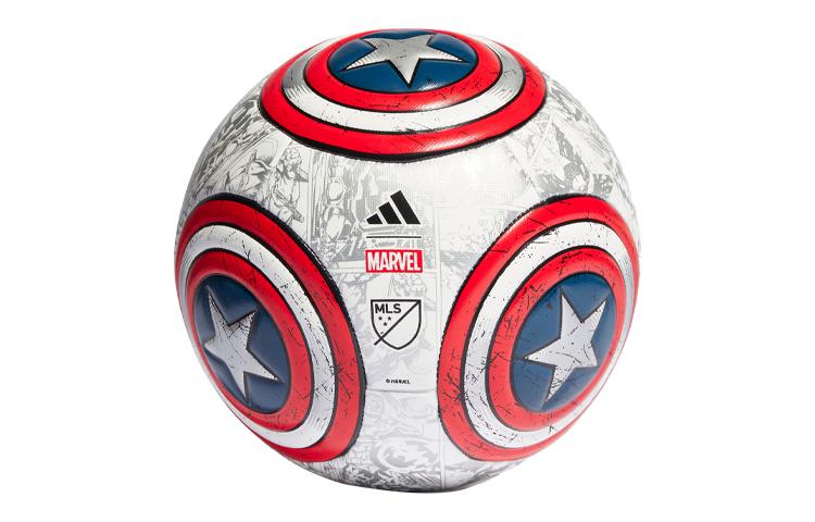 Adidas x MLS X Marvel Captain America Theme Collection Size 45 Machine Stitched Ball TPU White Red Blue Soccer Ball IP7119