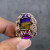 Bi-Color Tourmaline Handmade Copper Wire Wrap Jewelry Ring Size 9 L8m14