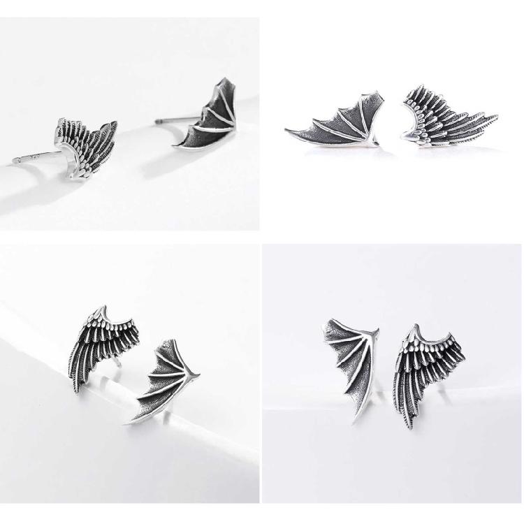Retro Asymmetric Earrings Angel Demon Wing Earrings Female Classic Stud Earrings