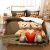 Cute Bea Bedding Set 3D Digital Cartoon Animal Themes Duvet Cover Set for Boys & Girls Breathable Quilt Cover with Pillowcases
