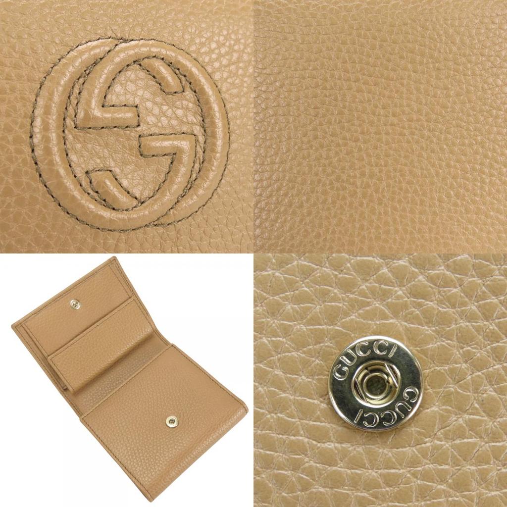 Used GUCCI Tri-fold wallet 598207 Interlocking W Hook Wallet  leather beige Accessory