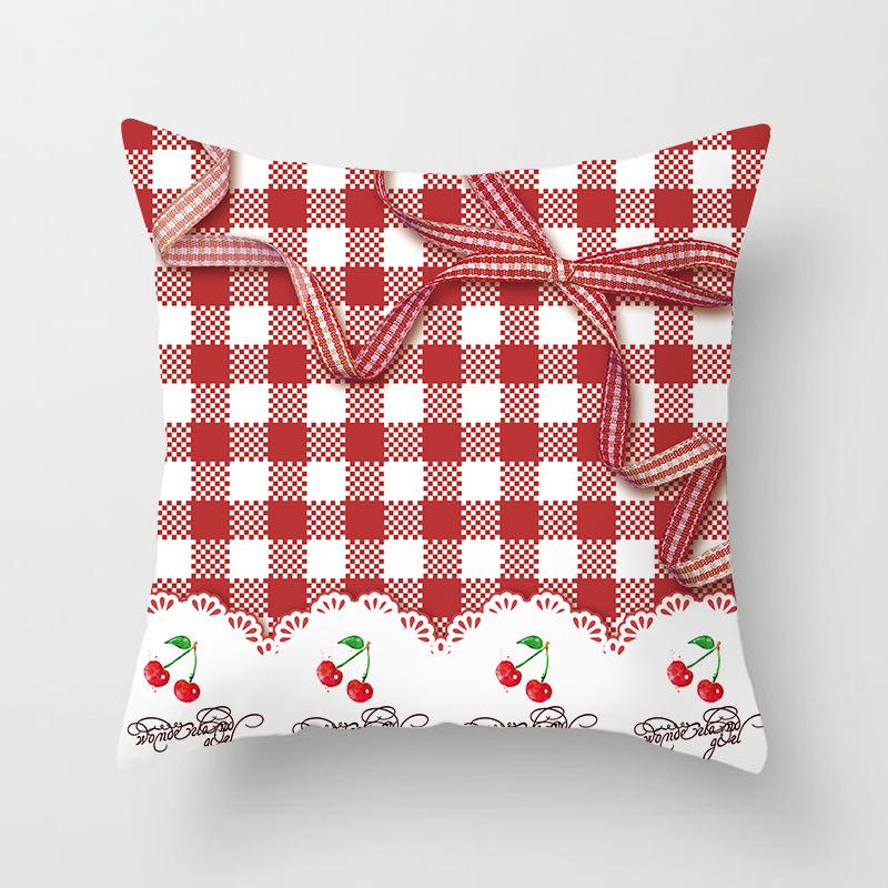 New Red Plaid Printed Pillowcase Home Fabric Sofa Pillow Cushion Cover