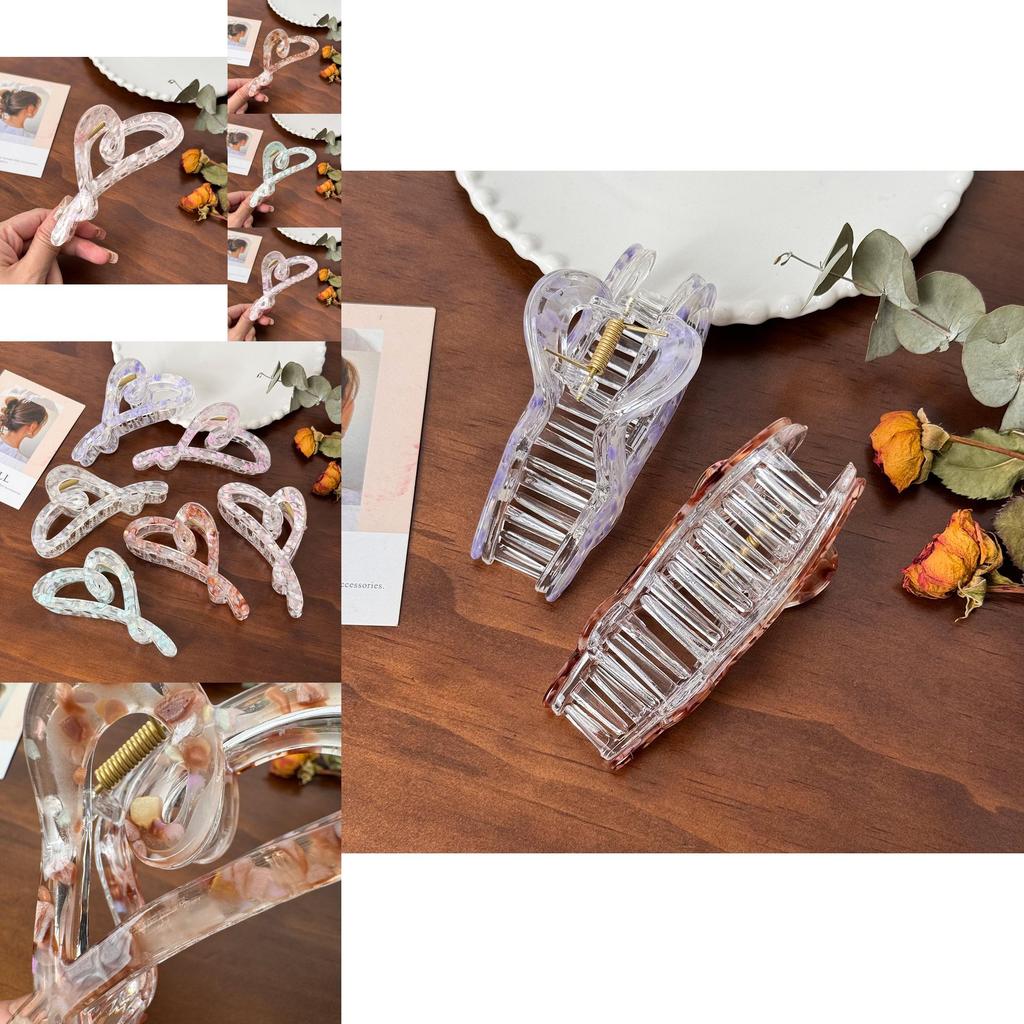 Trendigt hjärtformat hårklämma i blommigt akryl för stilfulla uppsättningar