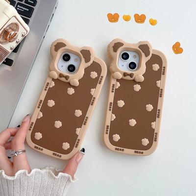 Kreslený roztomilý medvědí ucho 3D pouzdro pro iphone 13 12 11 Pro Max holčičí děti Nárazuvzdorné měkké silikonové kočičí tlapky Kryt na telefon