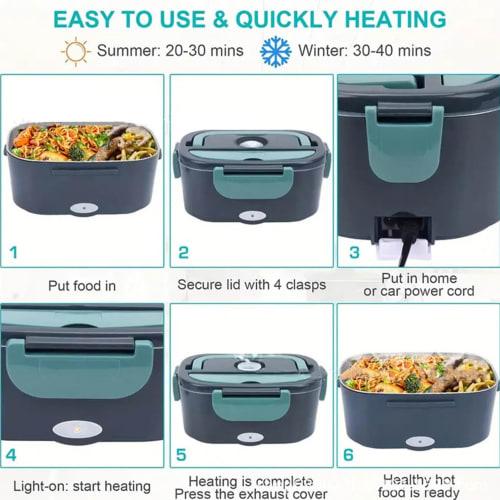 Insulated Lunch Box, Electric Lunch Box | 1.5L Food Warmer Lunch Container, Electric Lunch Box Food Heater, Food Warmer Lunch Container, Fast-Heating