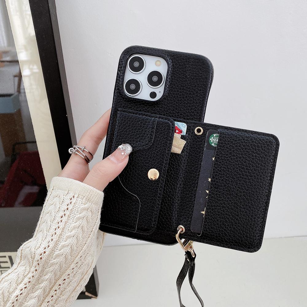 For iPhone 13 Pro Case Mirror Design PU Leather Back Cover with Card Slots,Wrist Strap