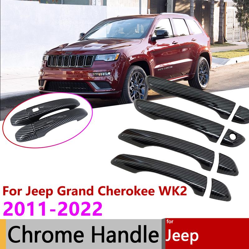 For Jeep Grand Cherokee WK2 WK 2011~ Carbon Fiber Door Handle Cover Trim Set Catch Protective Stickers Exterior Accessories