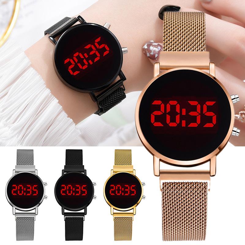 

PDTO Новые Ретро-Стиль RED LED Круглые Цифровые Часы Женские Модные Электронные Спортивные Часы