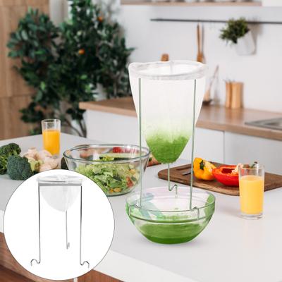 Stainless Steel Strainer Stand with Reusable Nylon Bags Durable Filter Holder Set for Nut Milk Juices Cheese Yogurt Broth Stable Tripod Design Easy To