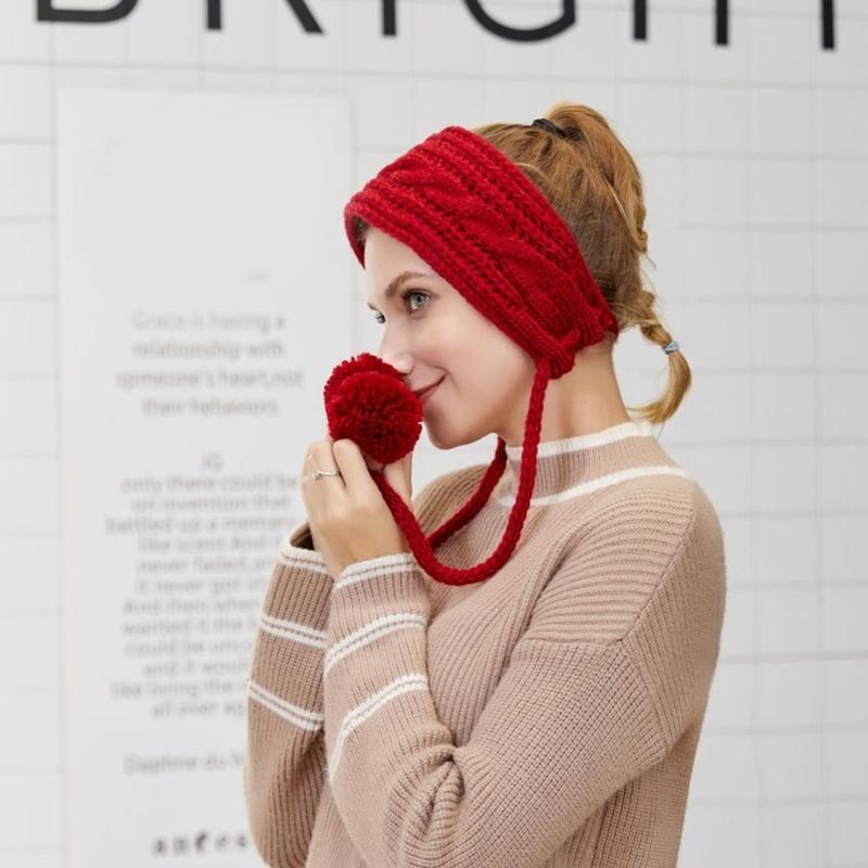 Soft Stretch Winter Warm Cable Knit Earmuffs Warmer Headband Crochet Ear Warmer Headband Knit Ear Muffs for Women Girls