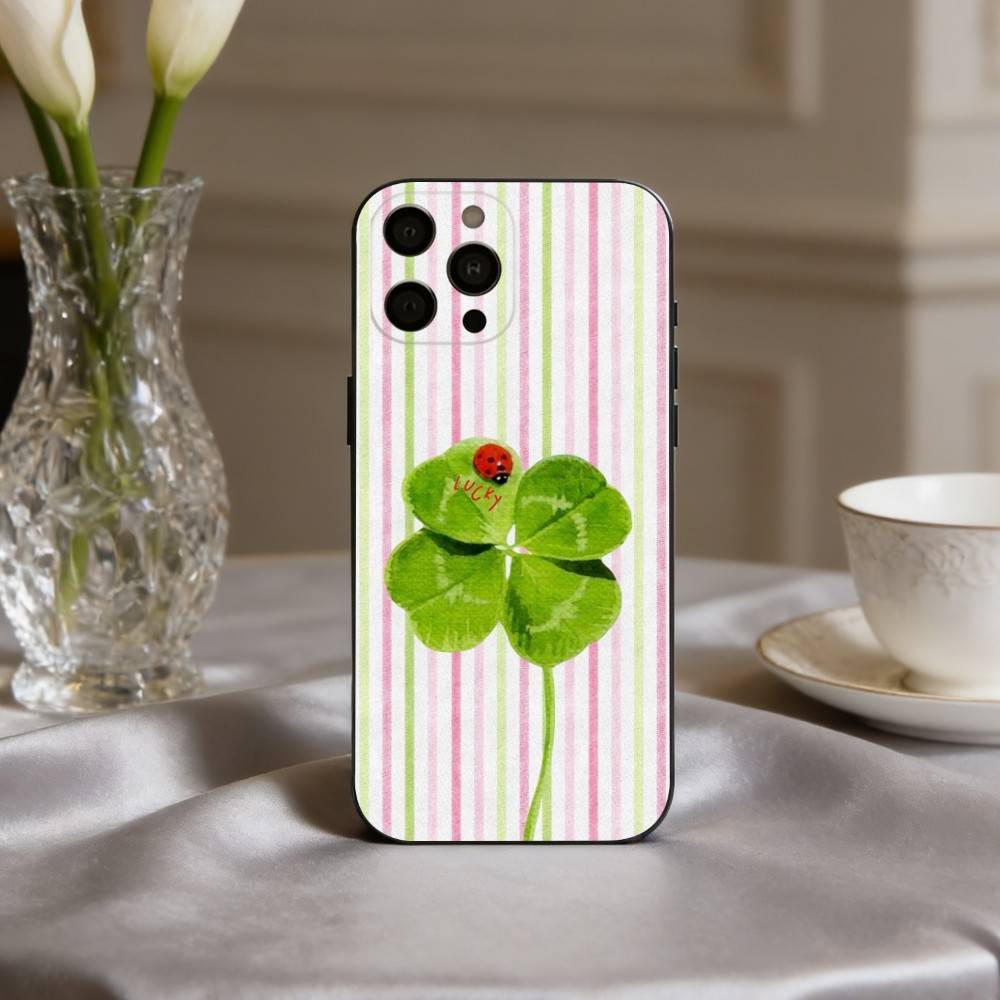 

C-Clover C-Cute L-Lucky-K Phone Case For iPhone 17,16,15,14,13,12,11 Plus,Pro Max,XS,Soft Silicone Black Cover iPhone16pro