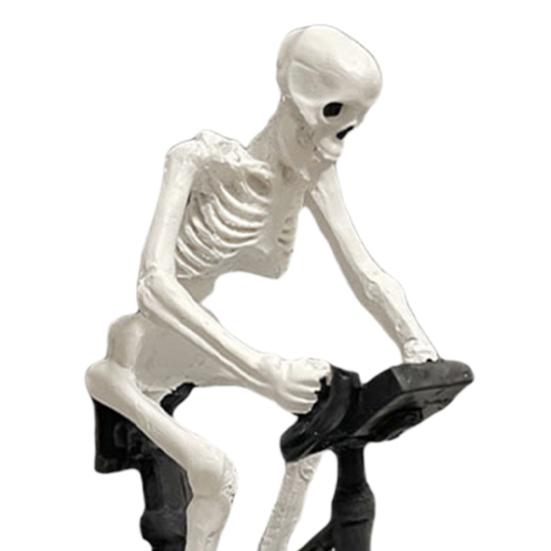 Halloween Riding Bike Skeleton Statue Animated Fitness Bicycle Skeleton Figurine