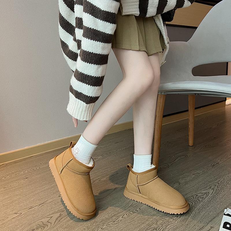 Fur integrated snow boots women's 2025 new winter platform Internet celebrities warm velvet thickened outer wear cotton shoes