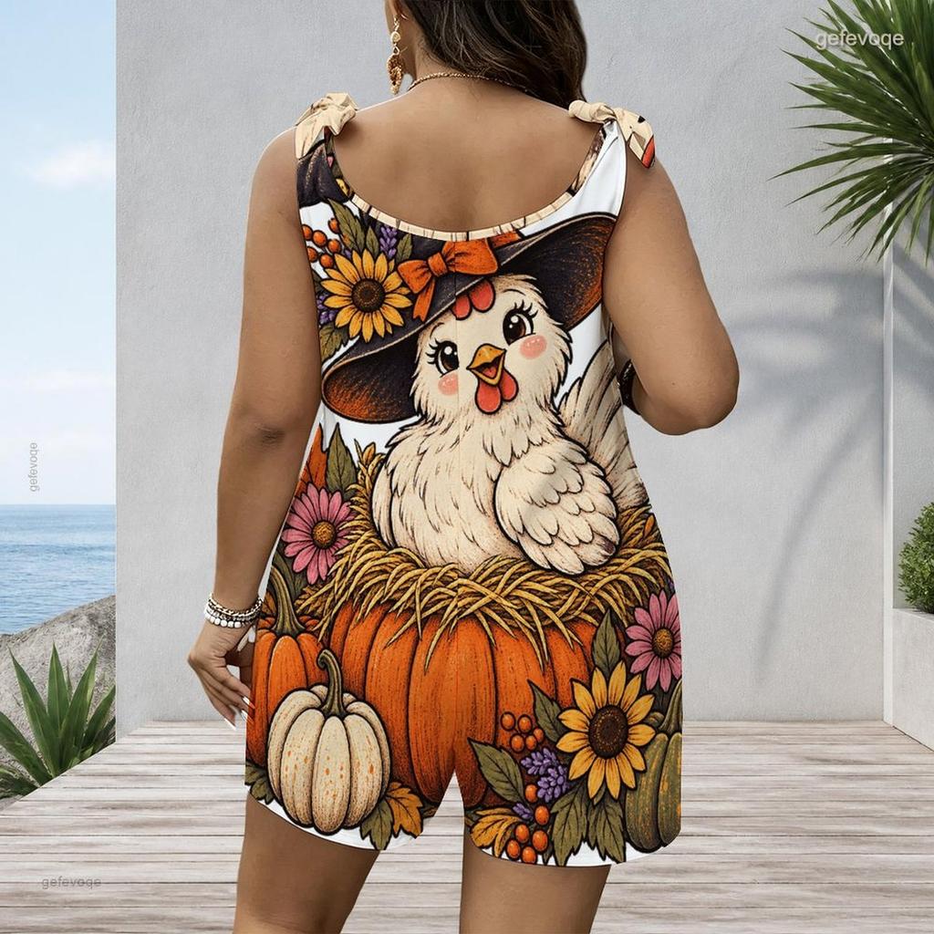 Women Plus Size Crew Neck Tank Romper Zebra Animal Print Jumpsuit Shorts