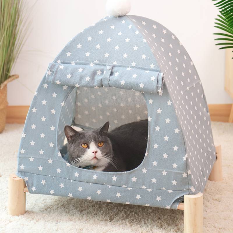 Of Type Pet Product Cat Shelter Tent Wood Detachable Breathable Nest Comfortable