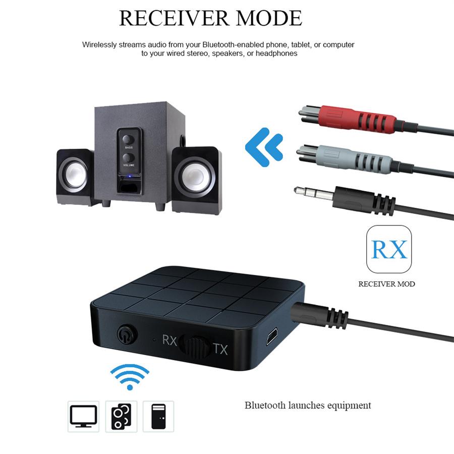 Wireless Bluetooth 5.0 Transmitter & Receiver Audio Adapter 2in1 Music 3.5mm Aux