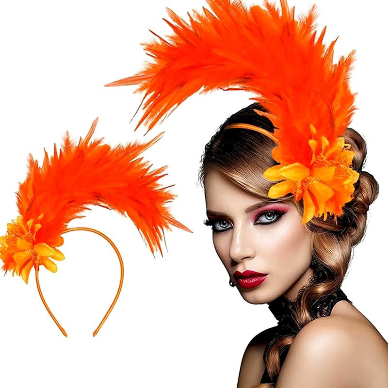 Women'S Feather Fascinator Colored Headband Hair Accessories For Women Tea Party Stage Performance Headpiece