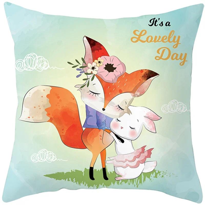 Cute Animals Printing Throw Pillow Case Home Decor for Sofa Bedroom Polyester Cushion cover Designer Funda Cojines x