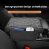 Universal Car Armrest Box Pad Leather Elastic Sponge Height Pad with Side Storage Bag Center Armrest Protective Cushion Support