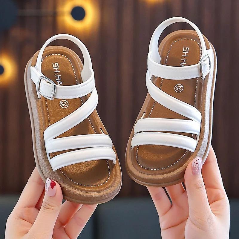 Elegant Baby Girls Sandals Summer New Casual Children Sandals Girls Flat Shoes Fashion Casual Non Slip Kids Student Beach Shoes