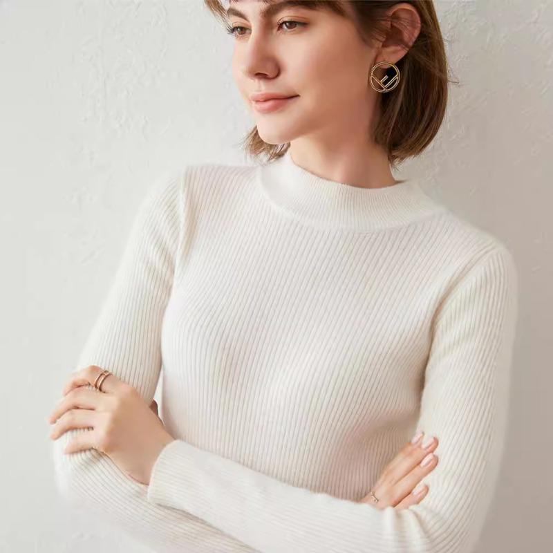 Herbst und Winter Rollkragen-Unterziehpullover Damen Slim Pullover Unifarbe Temperament Strickpullover Neu Streifen Innenoberteil