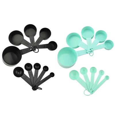 Plastic Measuring Cups and Spoons Set  10 PCS  Kitchen Accessories Engraved US Markings Stackable Measuring Tools