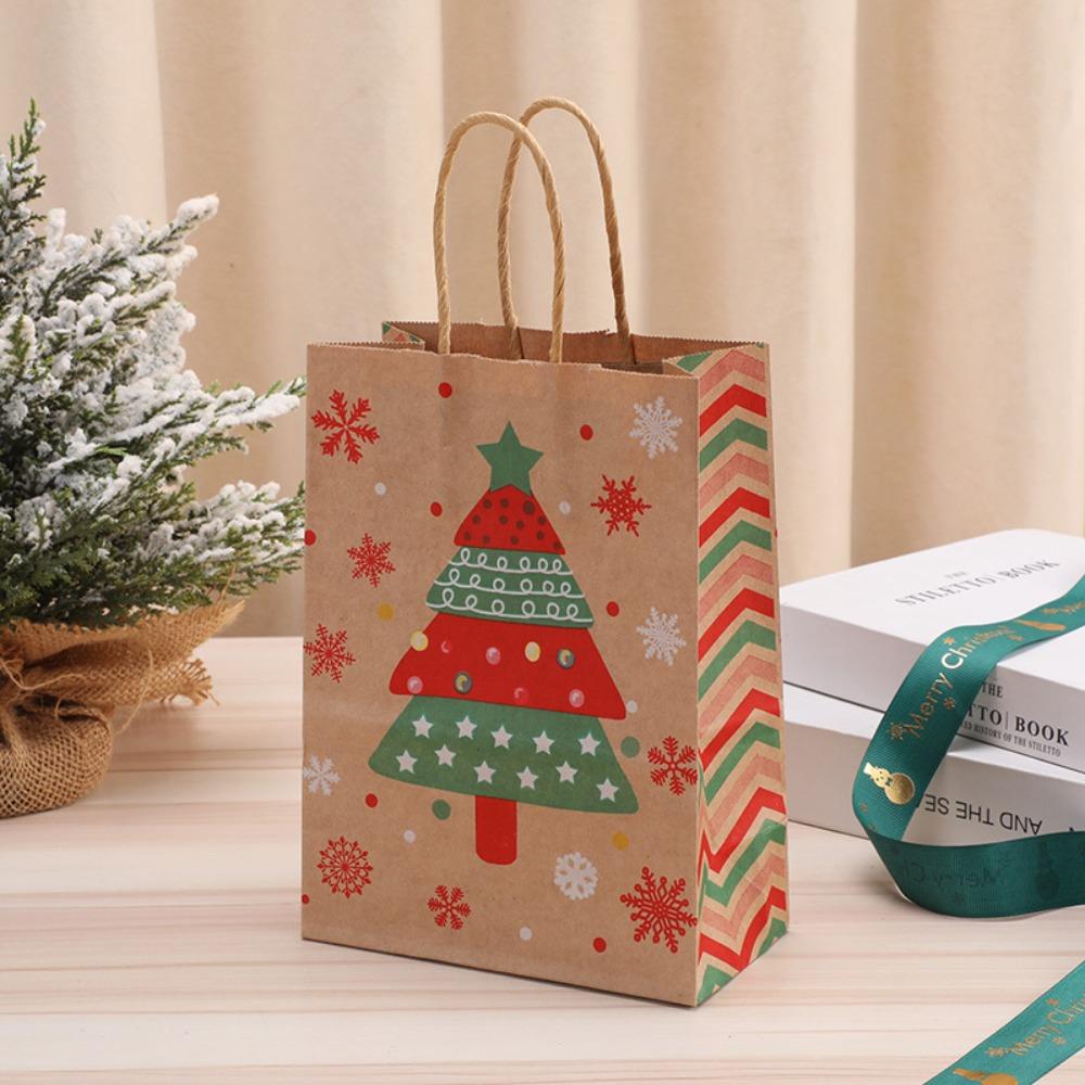 10Pcs Kraft Paper Gift Packaging Bags Reusable Tote Bag Practical Christmas Gift Bag  New Year