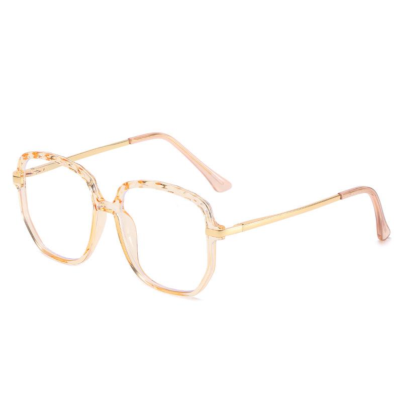 Ochelari de vedere cu lentile plate anti-lumină albastră din TR90, retro cristal, cu brațe metalice multifacetate, cu schimbare graduală de culoare, pentru femei