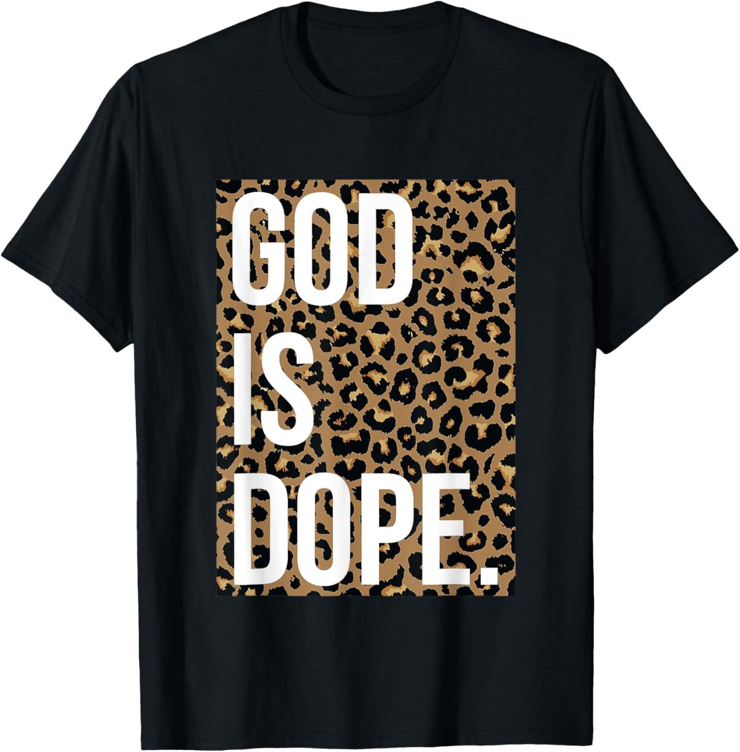 God Is Dope Leopard T-Shirt S разноцветный