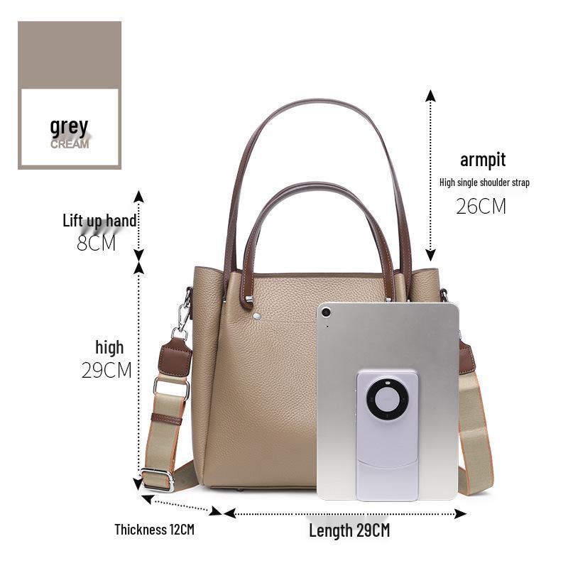 

High-Quality Genuine Leather Women s Tote Bag - Stylish, Versatile, and Durable Shoulder Bag 2025. серый