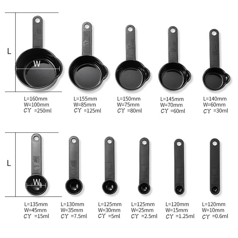 11Pcs Kitchen Measuring Tools Set Plastic Measuring Spoons Teaspoon Sugar Scoop Cooking Baking Cake Flour Measuring Cups New