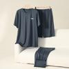 Sommer Herren Dreiteiliger Pyjama Homewear Modal Homewear Herren Pyjama Kurzarm Lange Hose Anzug Lässige Homewear