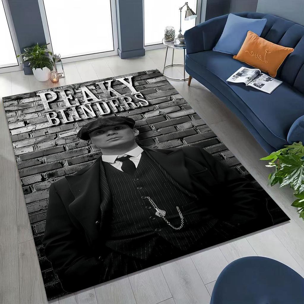 3D Tommy Shelby P-Peaky B-Blinders Kunst Teppich für Schlafzimmer Wohnzimmer Sofa Zuhause Fußmatte Dekor, Große Kinder Rutschfeste Bodenmatte