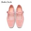 Mode Lächeln Kreis Samt Mary Janes Ballerinas Damenschuhe Leopardenmuster Bequem Weich Runde Zehenpartie Flache Schuhe für Damen