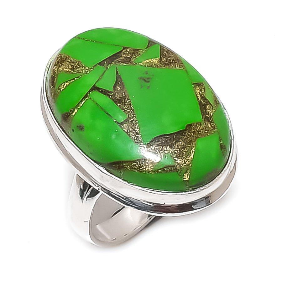 Natural Copper Green Turquoise 925 Sterling Silver Jewelry Ring Size 7 L1b27