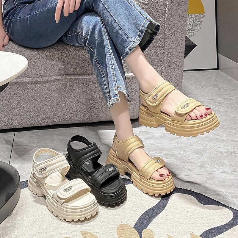 Platform Casual Beach Sandals Women's Summer Velcro Simple Seaside Student Sneakers Women