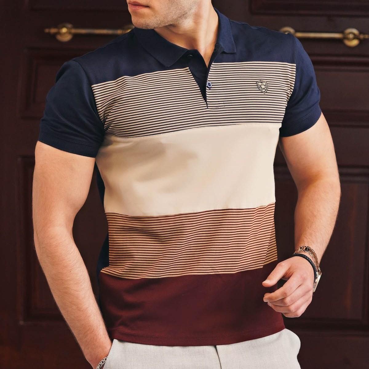 

Поло узкого кроя с цветными блоками