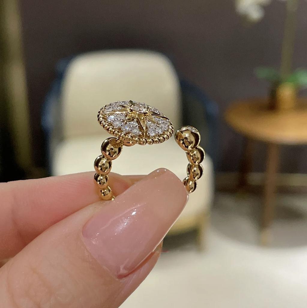 Exquisite Luxury Full Diamond Six Pointed Star Ring Adjustable Opening New In Charms Beads Shine Ring Banquet Jewelry Gifts