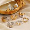 Stainless Steel Gold Silver Color Geometric Open Rings for Women Vintage Metal Star Personality Finger Rings Jewelry Party Gifts