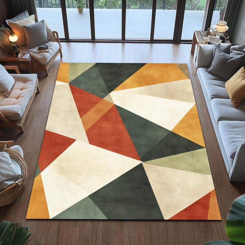 

Black Abstract Line Art Rug Modern Washable Carpet Colorful Geometric and Musical Design Living Rooms Bedrooms Gardens Carpets 40x60cm