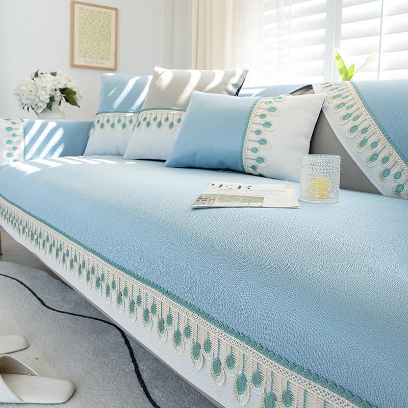 Summer Ice Silk Summer Mat Sofa Cushion Simple Modern Non-Slip Cooling Cushion Sofa Cover Backrest Towel Washed Thickened