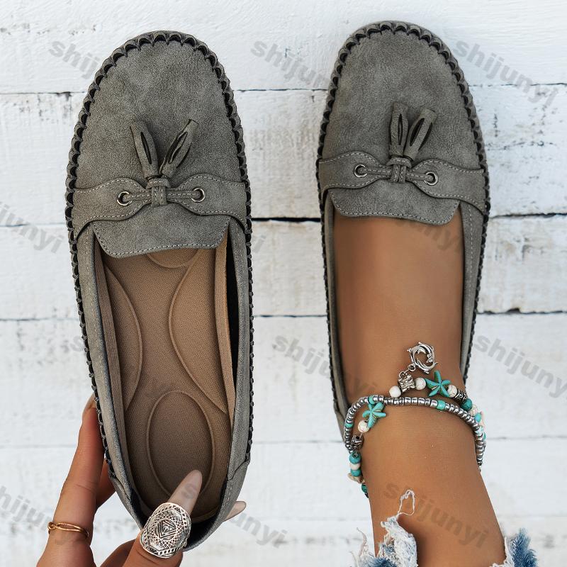 Fashion Women's Flat Loafers Ladies Flats Shoes Loafers New Casual Comfortable Female Flats Slip on Round Toe Single Shoes Plus Size 44