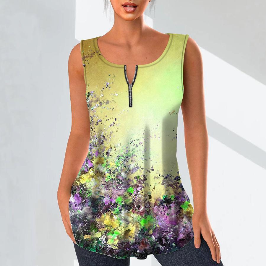 

Женская мода рубашки с v-образным вырезом повседневные топы футболка женский жилет с 3D-принтом цветов блузка без рукавов больших размеров топы на бретелях 8XL жёлтый